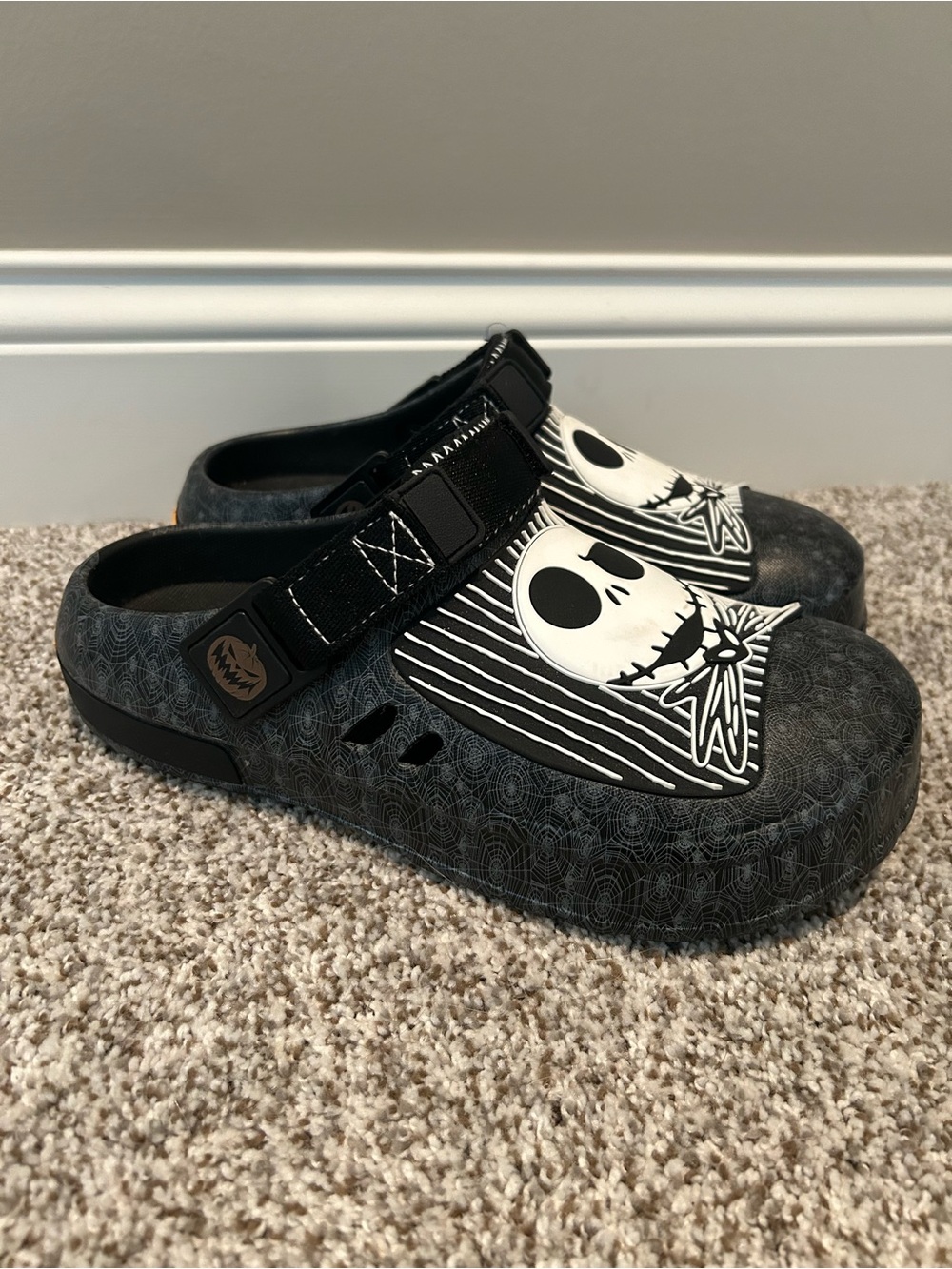 Disney Black & White Jack Skellington Slip-On Clogs Pumpkin King